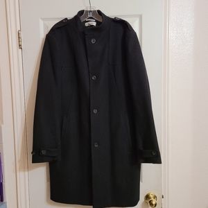 Calvin Klien black wool blend long coat  Medium